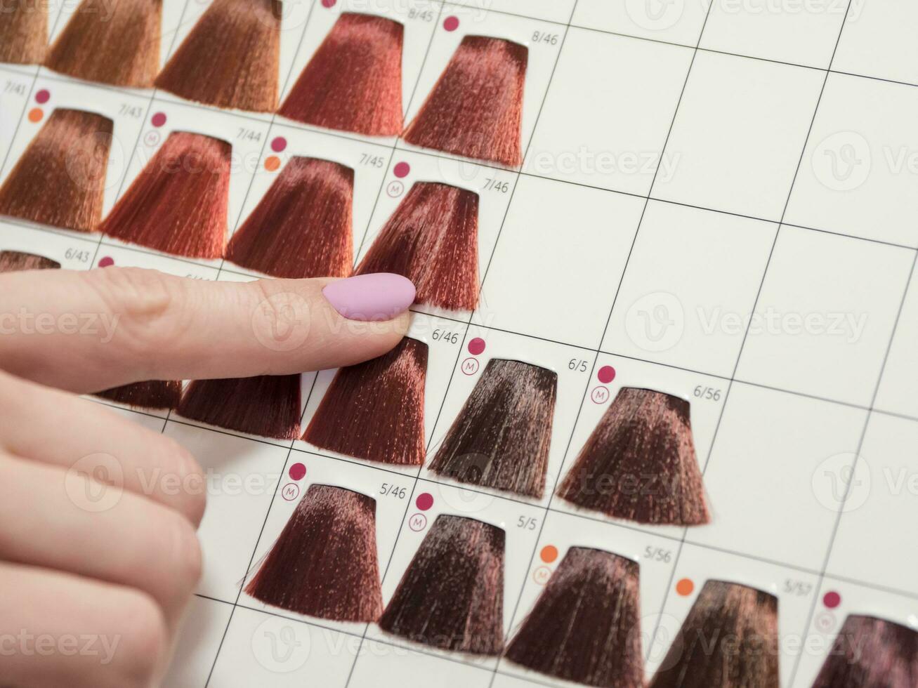 Hair dye palette, color selection for hair coloring. photo