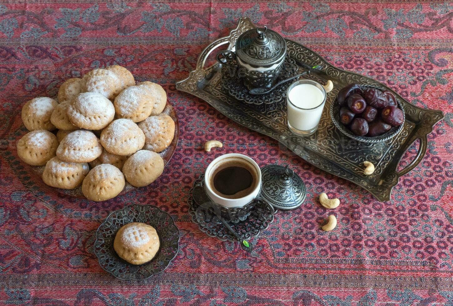 Arabic sweets, festive Arabic cookies. photo