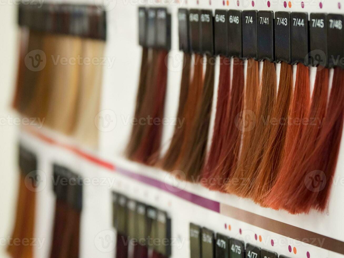 Hair dye palette, color selection for hair coloring. photo