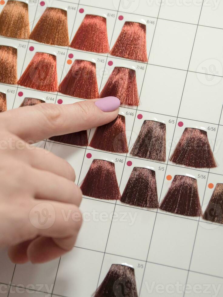 Hair dye palette, color selection for hair coloring. photo