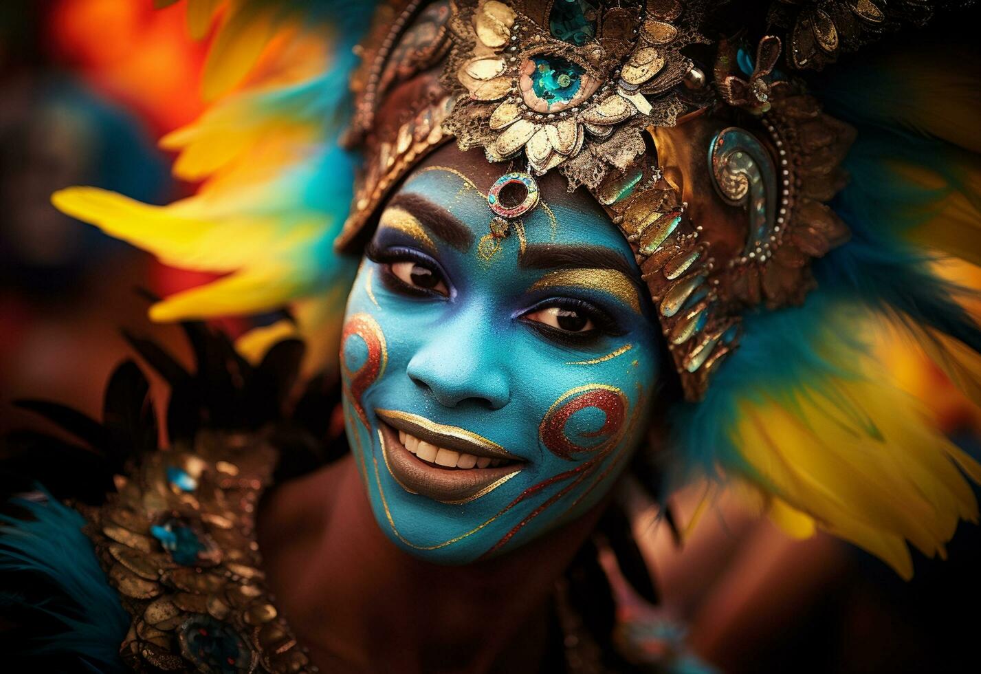 Ai Generative A vibrant collection of images capturing the energy and excitement of Brazil's carnival and samba culture from colorful costumes and masks photo