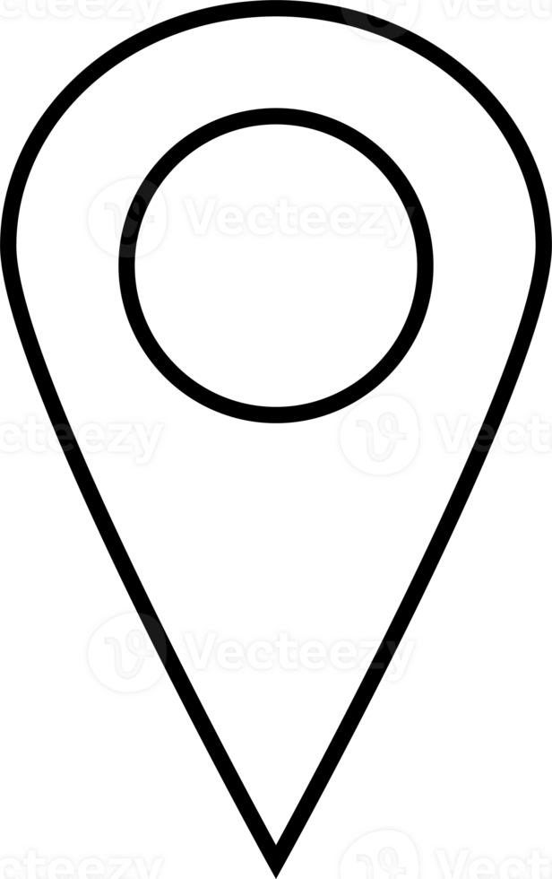 dünn Linie Stift Punkt, Geographisches Positionierungs System Ort Symbol, Karte Zeiger eben Design Stil Symbol auf Weiß Hintergrund png