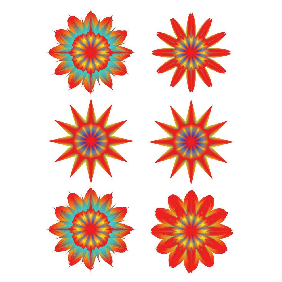 A Set of red and blue flowers Make With Star vector