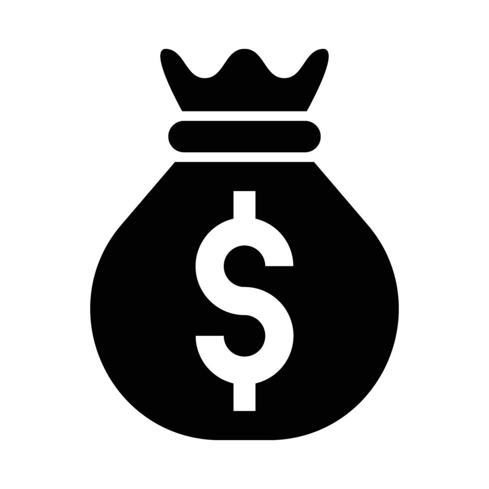 Money Bag Vector Glyph Icon For Personal And Commercial Use.