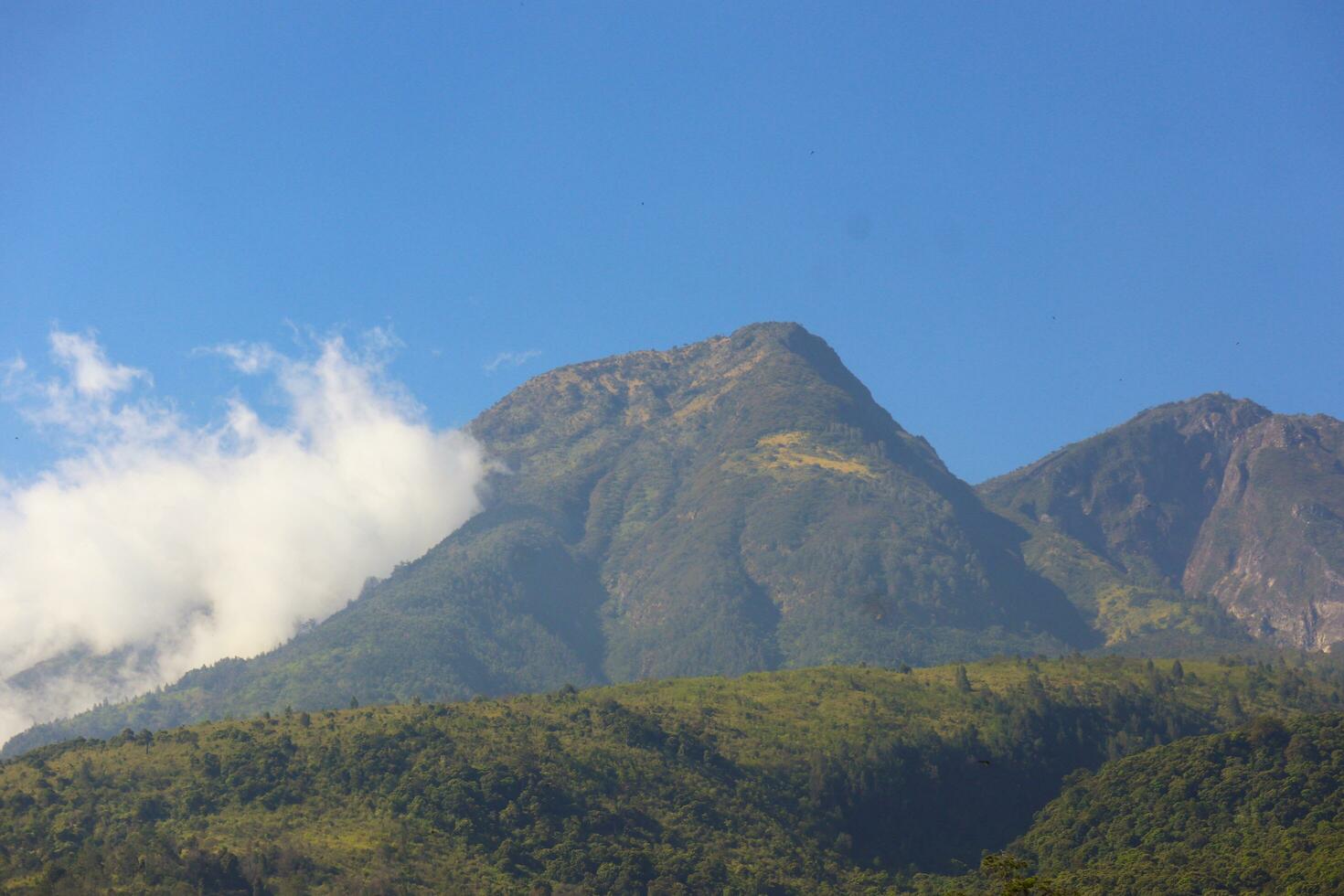 view of the top of Mount Lawu Indonesia as seen from Tawangmangu photo