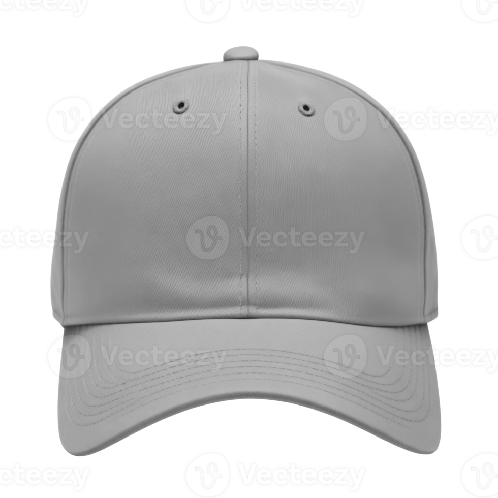 Blank gray baseball cap isolated on transparent background. Template Mock up. Front view. AI Generative png