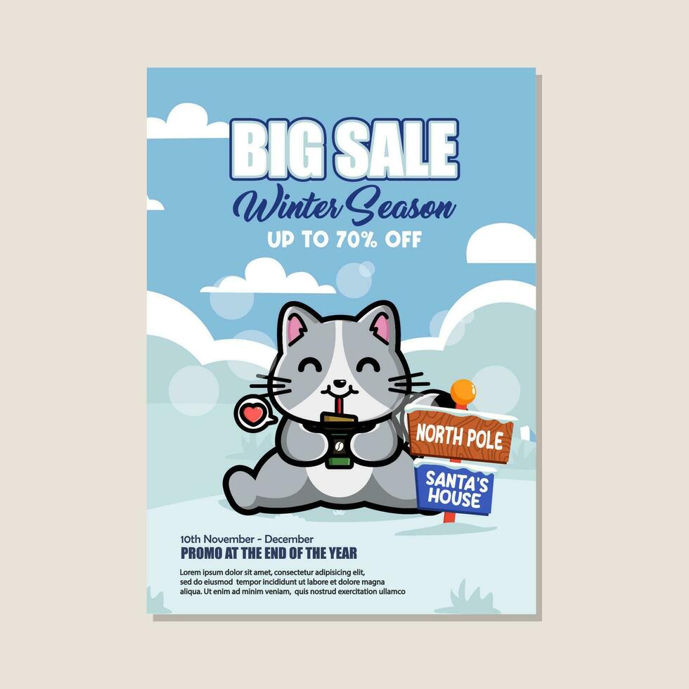 Winter sale poster design template vector