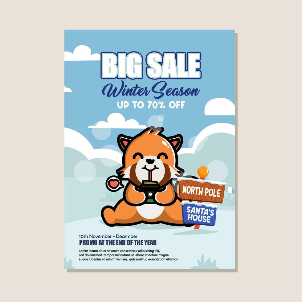 Winter sale poster design template vector