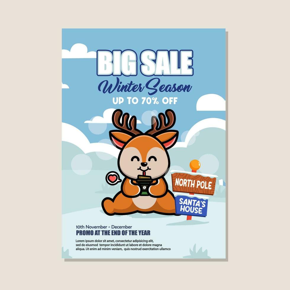 Winter sale poster design template vector