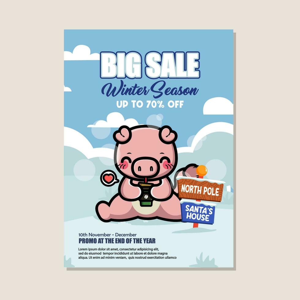 Winter sale poster design template vector
