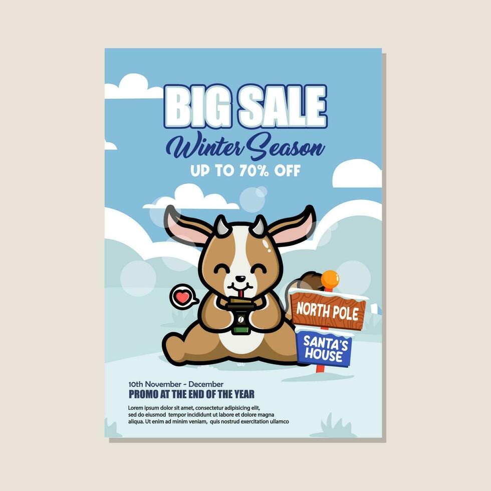 Winter sale poster design template vector