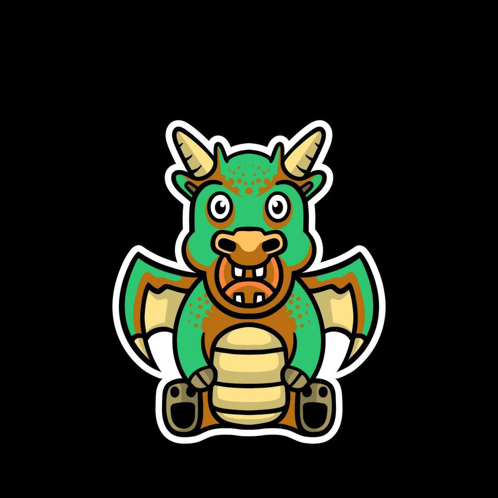 Funny baby dragon logo cartoon mascot vector