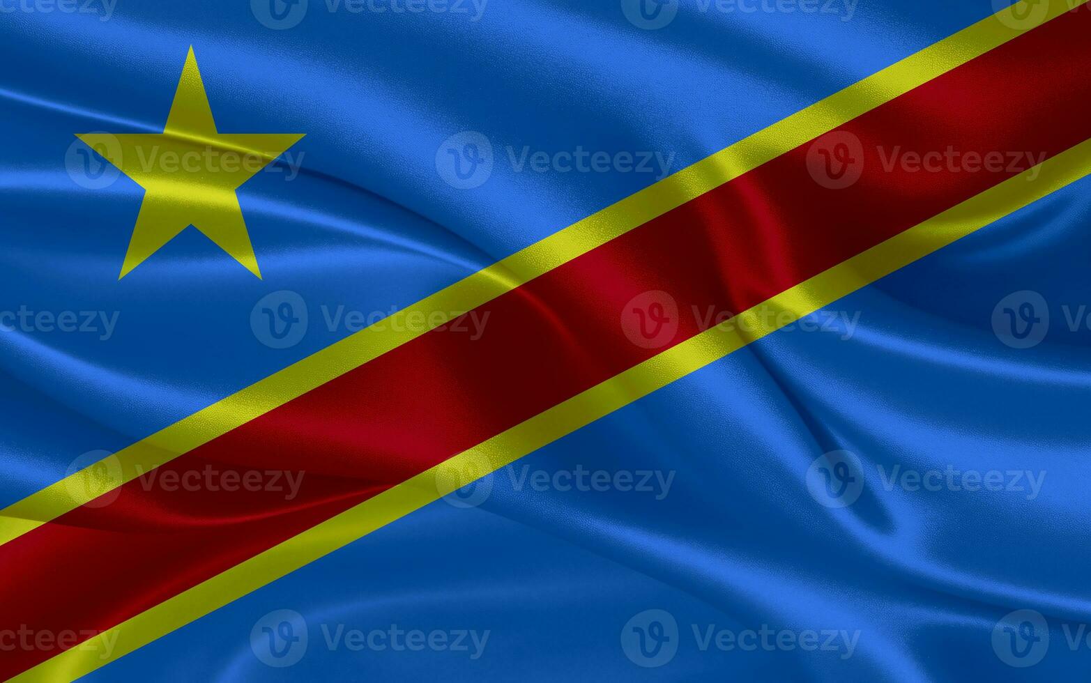 3d waving realistic silk national flag of Congo. Happy national day Congo flag background. close up photo
