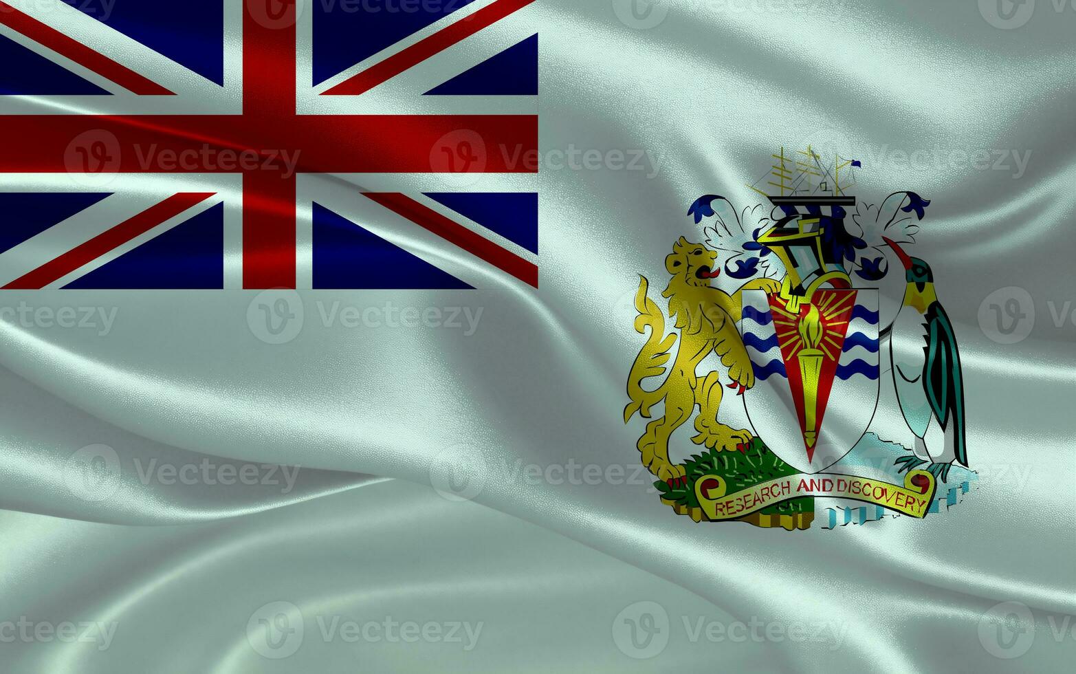 3d waving realistic silk national flag of British Antarctic Territory. Happy national day British Antarctic Territory flag background. close up photo