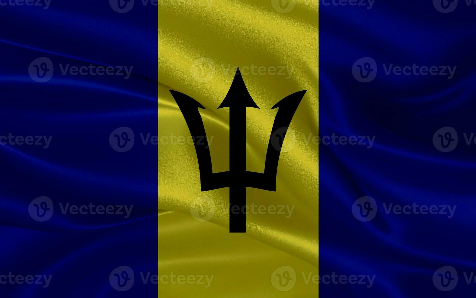 3d waving realistic silk national flag of Barbados. Happy national day Barbados flag background. close up photo