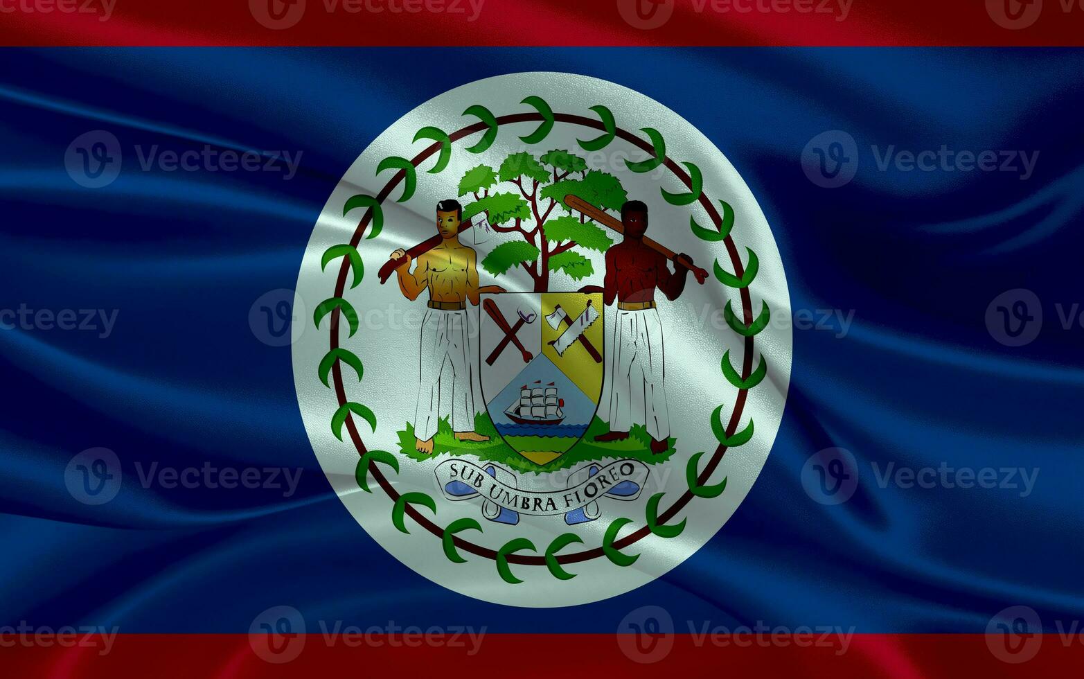 3d waving realistic silk national flag of Belize. Happy national day Belize flag background. close up photo