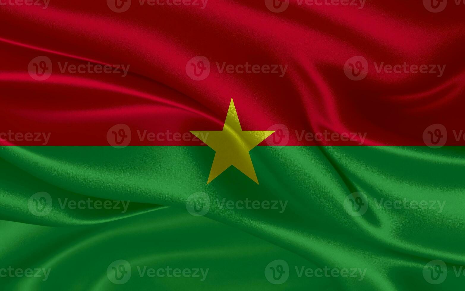 3d waving realistic silk national flag of Burkina Faso. Happy national day Burkina Faso flag background. close up photo