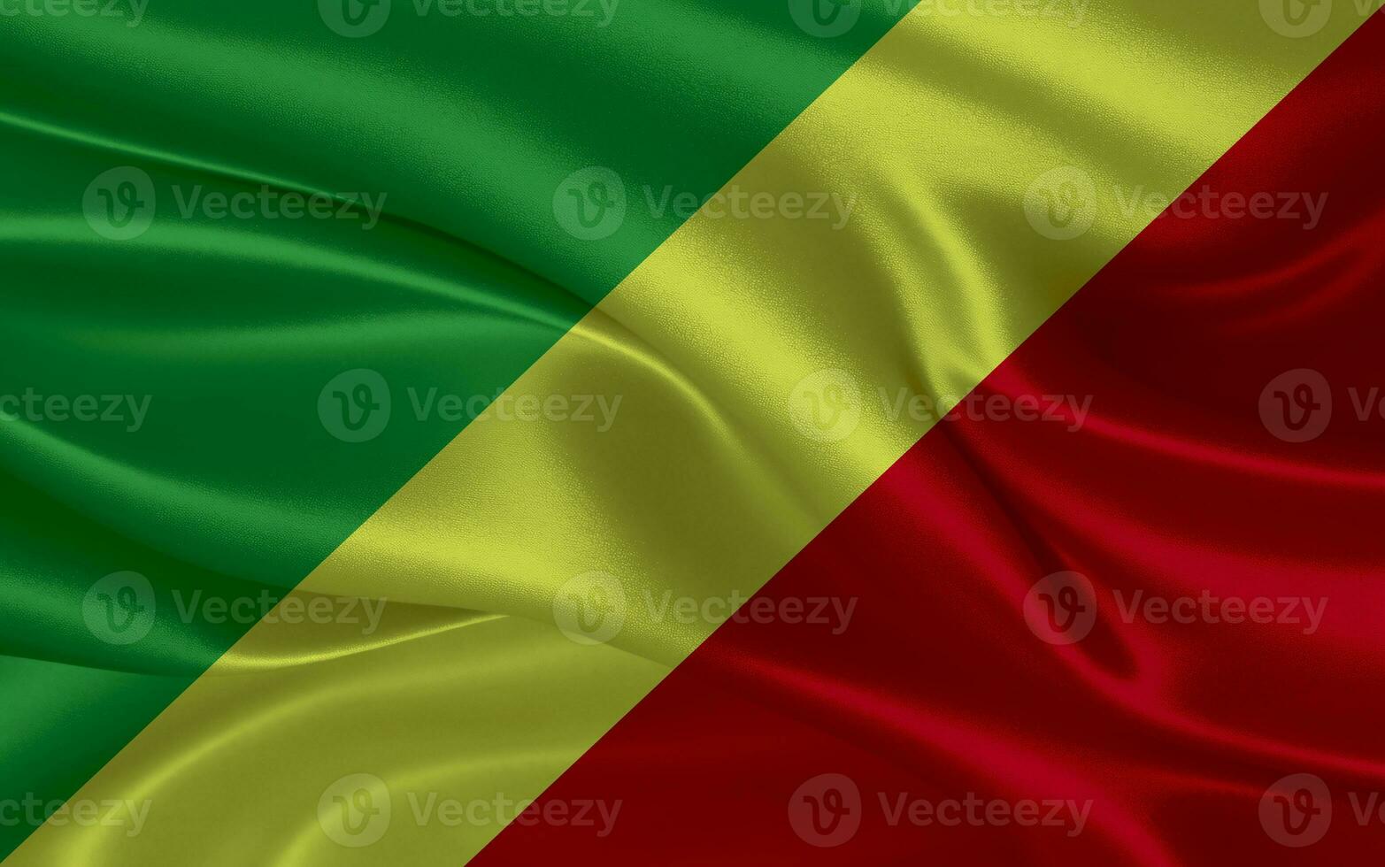 3d waving realistic silk national flag of Republic of the Congo. Happy national day Republic of the Congo flag background. close up photo