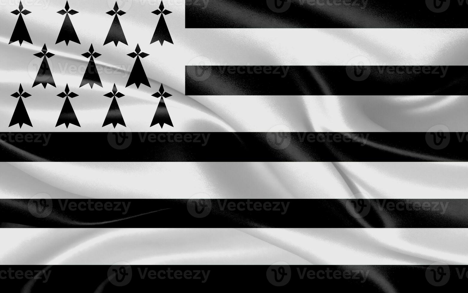 3d waving realistic silk national flag of Brittany. Happy national day Brittany flag background. close up photo