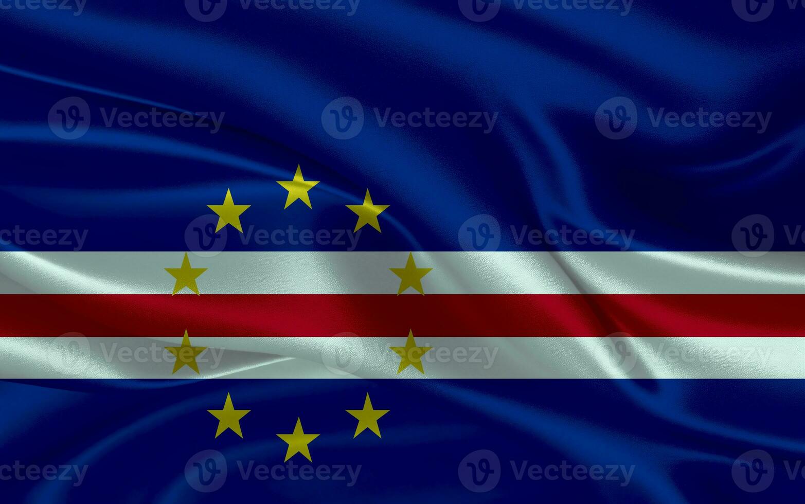 3d waving realistic silk national flag of Cape Verde. Happy national day Cape Verde flag background. close up photo