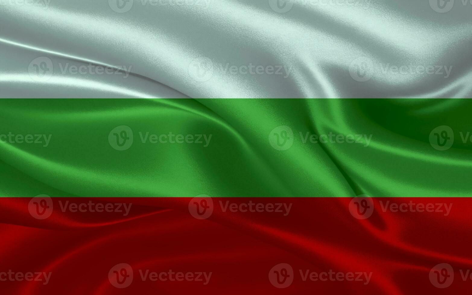 3d waving realistic silk national flag of Bulgaria. Happy national day Bulgaria flag background. close up photo