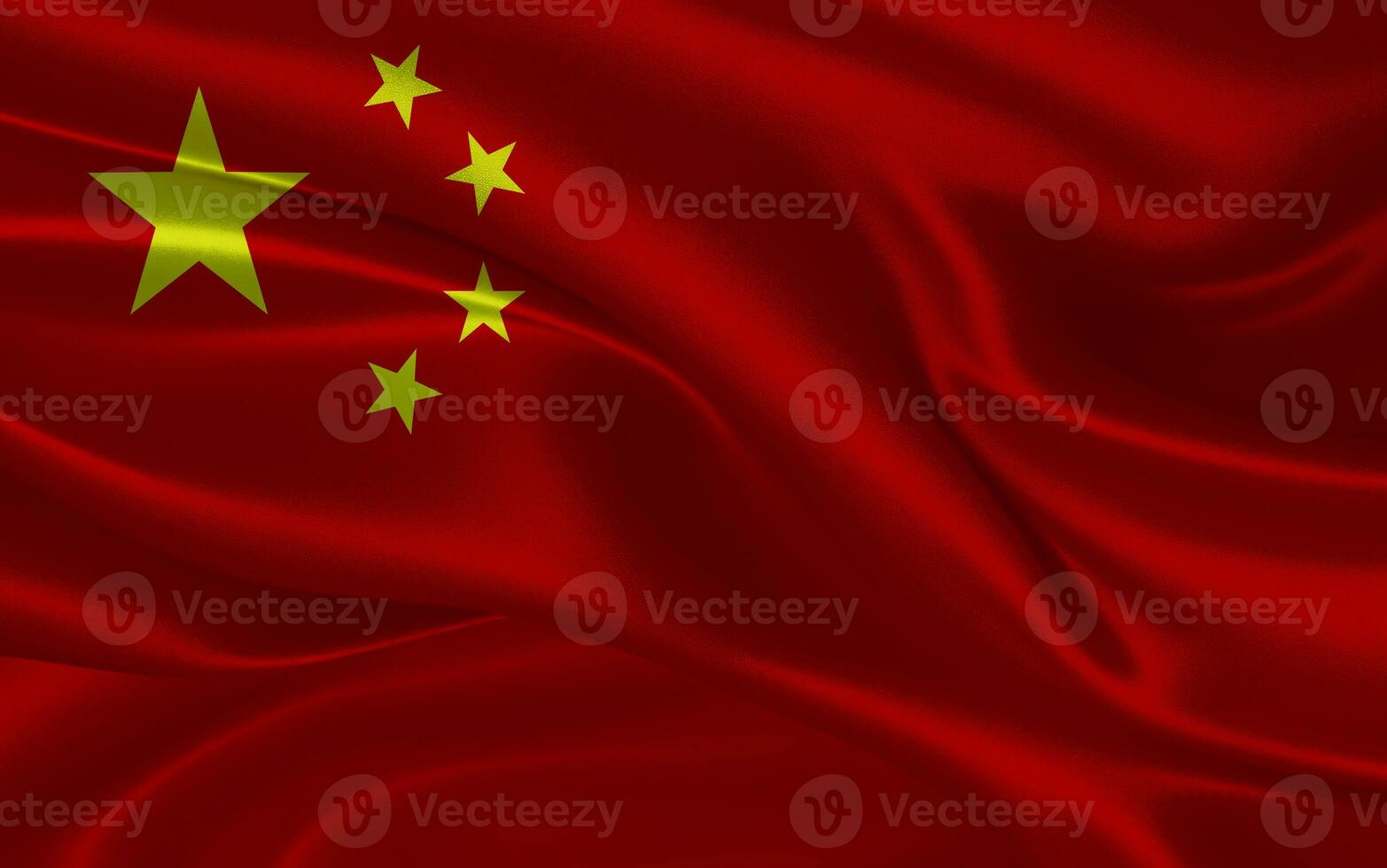 3d waving realistic silk national flag of China. Happy national day China flag background. close up photo