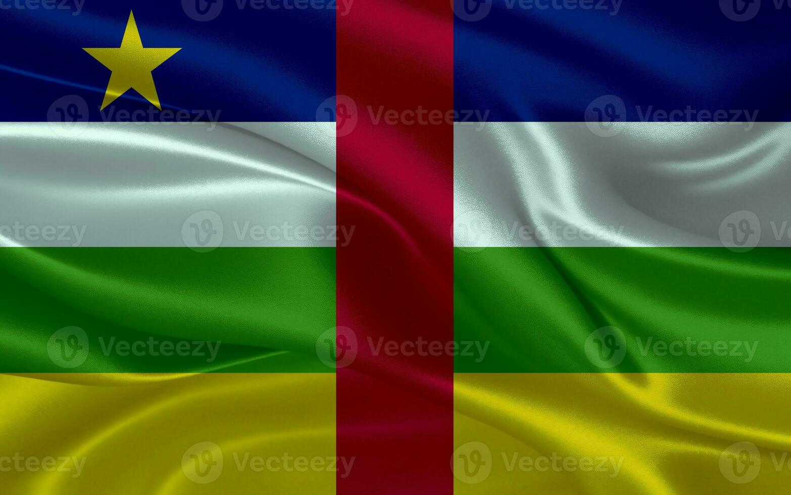 3d waving realistic silk national flag of Central African Republic. Happy national day Central African Republic flag background. close up photo