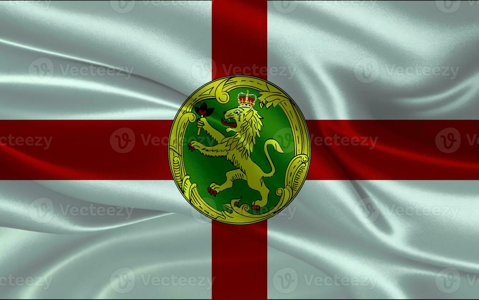 3d waving realistic silk national flag of Alderney. Happy national day Alderney flag background. close up photo