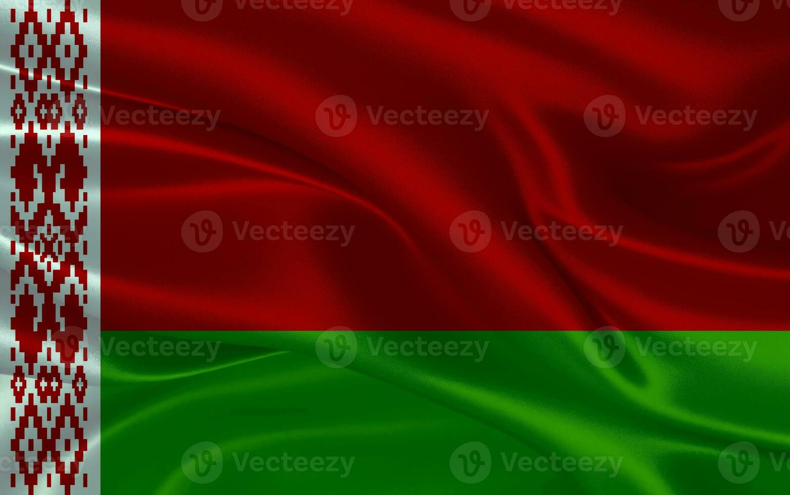 3d waving realistic silk national flag of Belarus. Happy national day Belarus flag background. close up photo