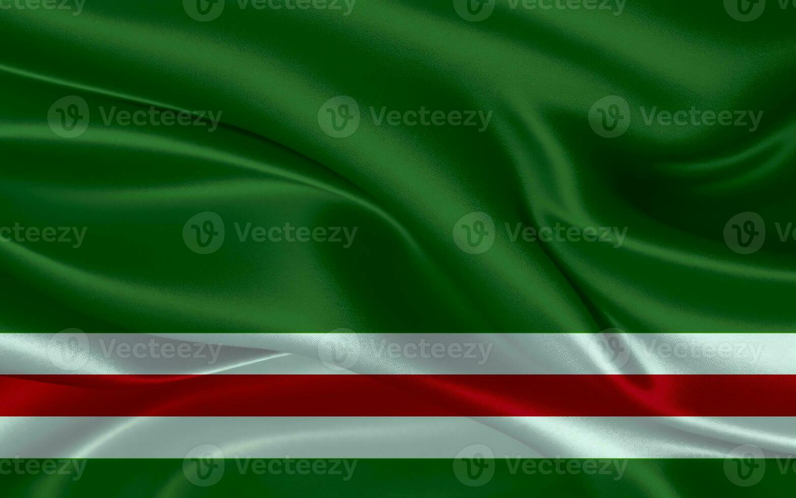 3d waving realistic silk national flag of Chechen Republic of Ichkeria. Happy national day Chechen Republic of Ichkeria flag background. close up photo