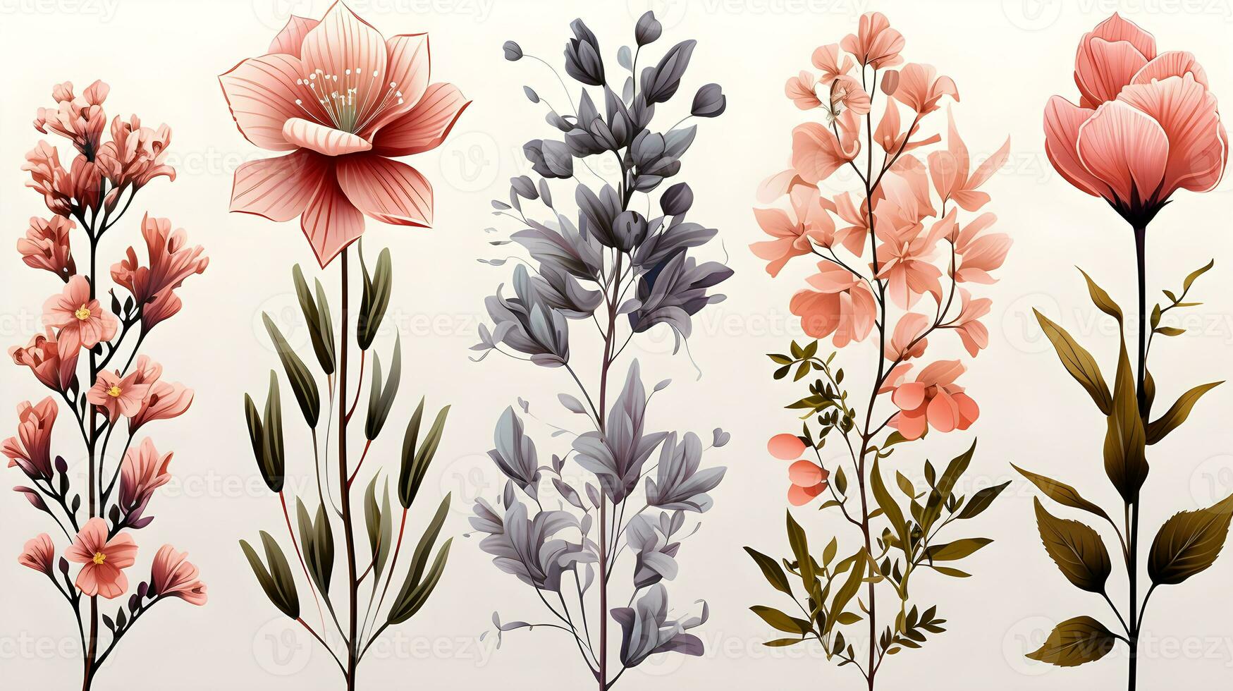 flower isolated floral nature plant spring leaf background summer generative Ai. photo
