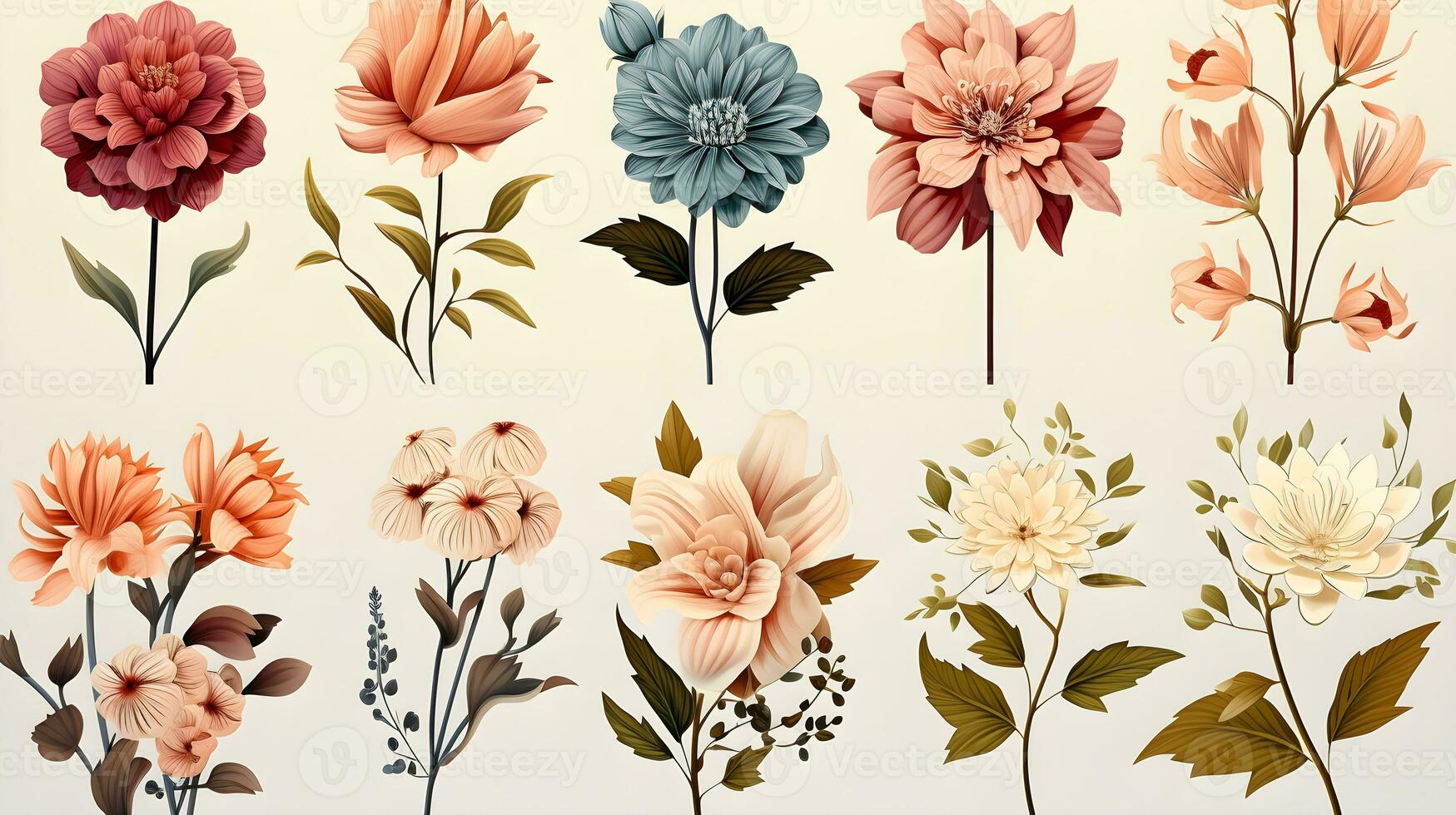 flower isolated floral nature plant spring leaf background summer generative Ai. photo