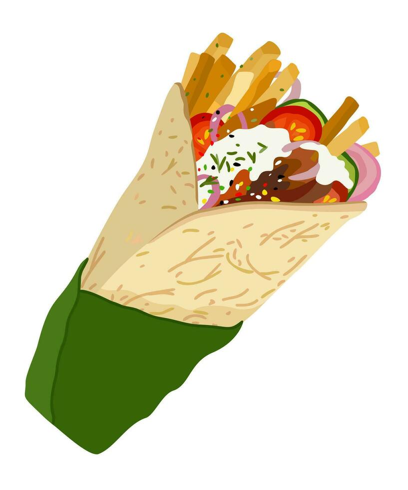 Gyros. Traditional greek food. Vector isolated illustration