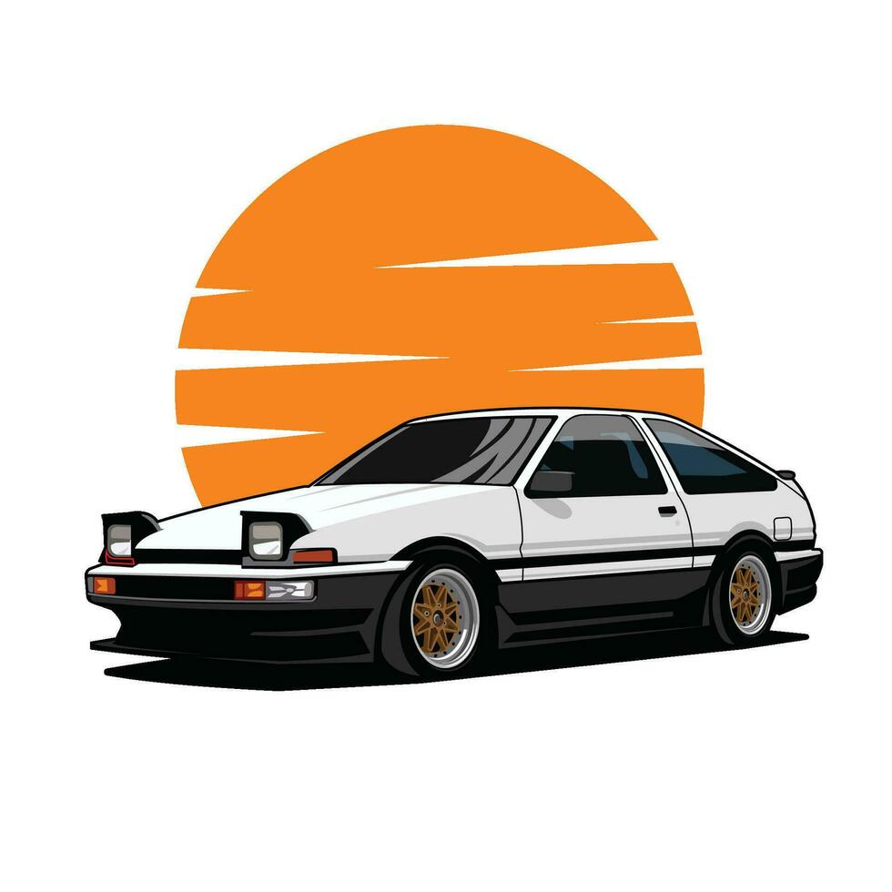 jdm car sunset background vector design