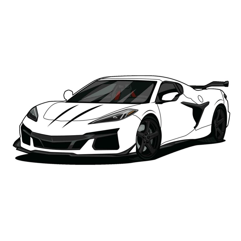 chevrollet corvette automobile black and white vector