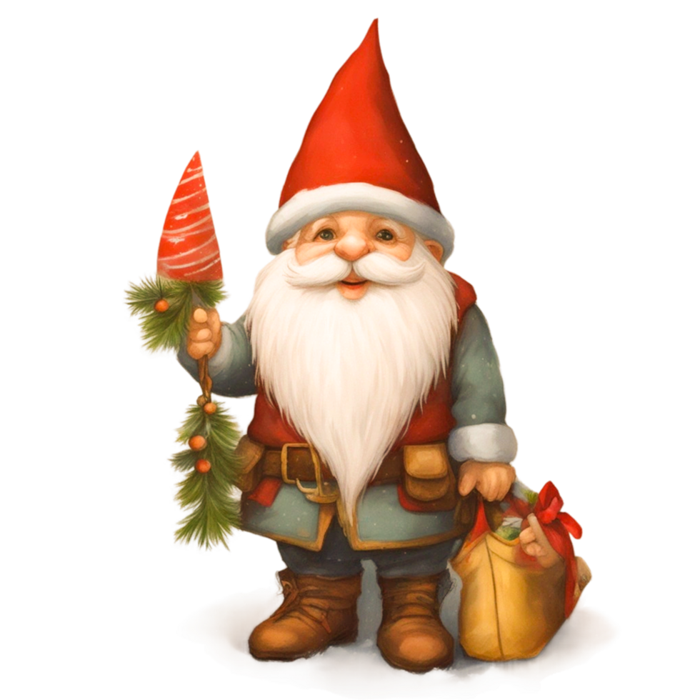 cartoon garden gnome with cute and funny transparent background AI Generated free png