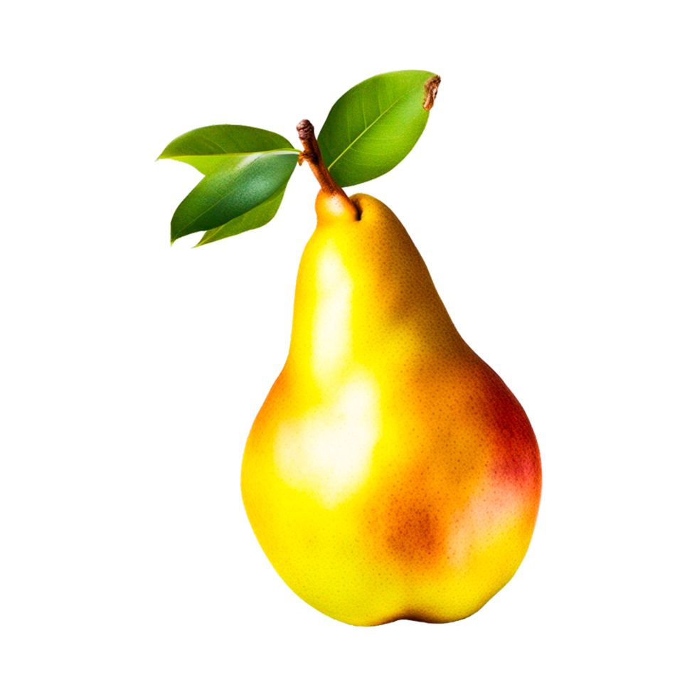 Yellow Pear with leaves Generative Ai png