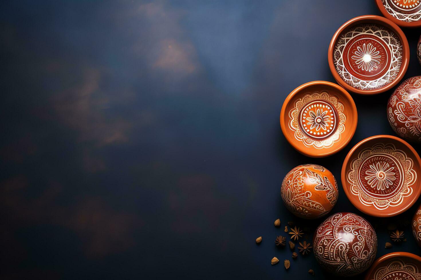 Earthenware diwali background, AI Generated photo