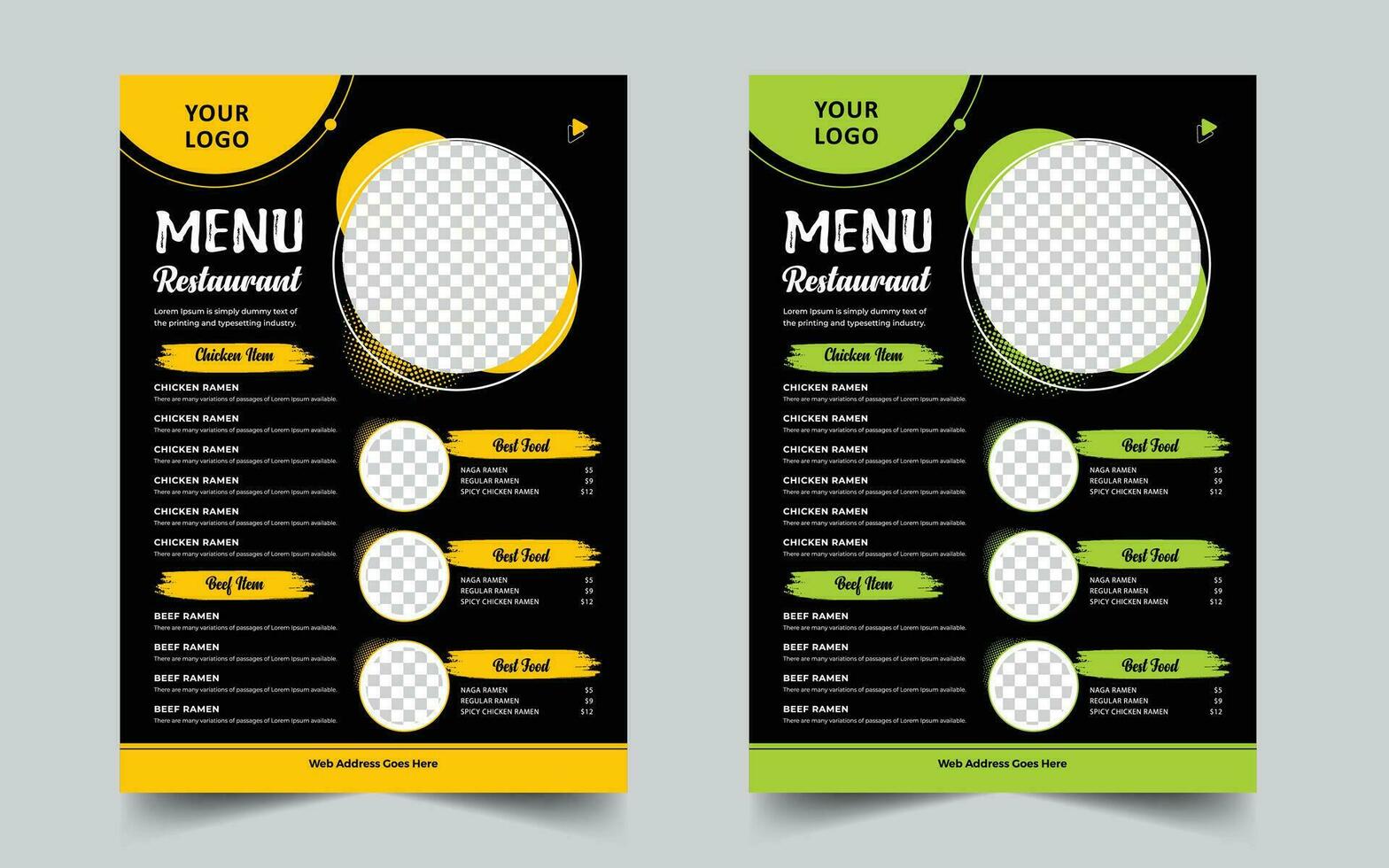 Restaurant menu and food flyer template vector