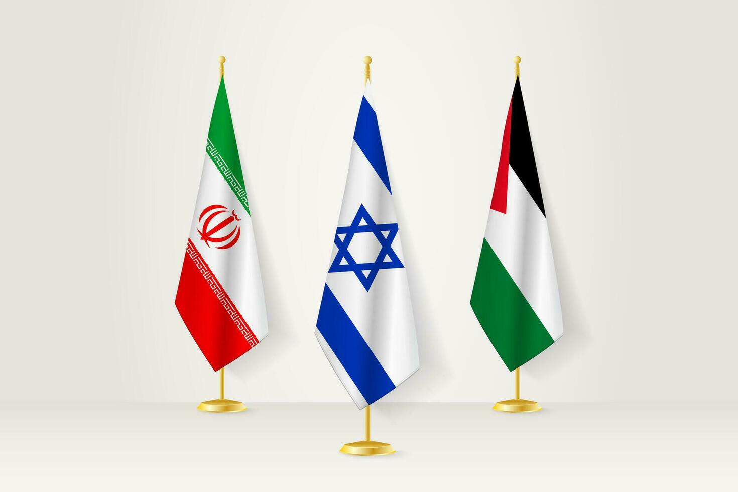 Meeting concept between Israel, Iran and Palestine. vector