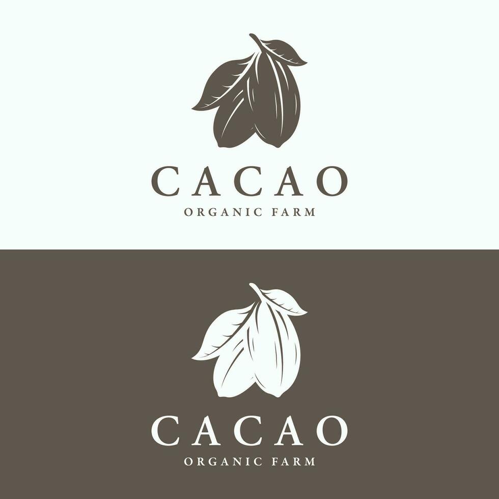 Organic chocolate or cacao fruit logo template design isolated background. vector