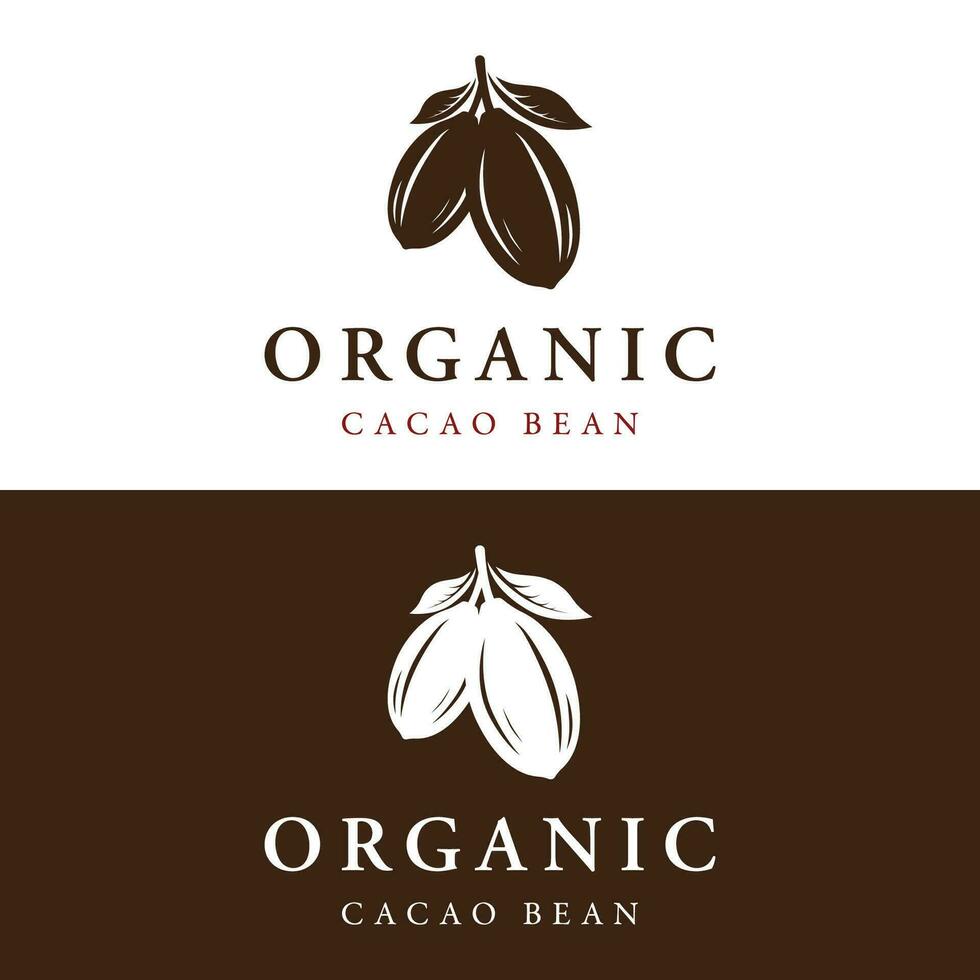 Organic chocolate or cacao fruit logo template design isolated background. vector
