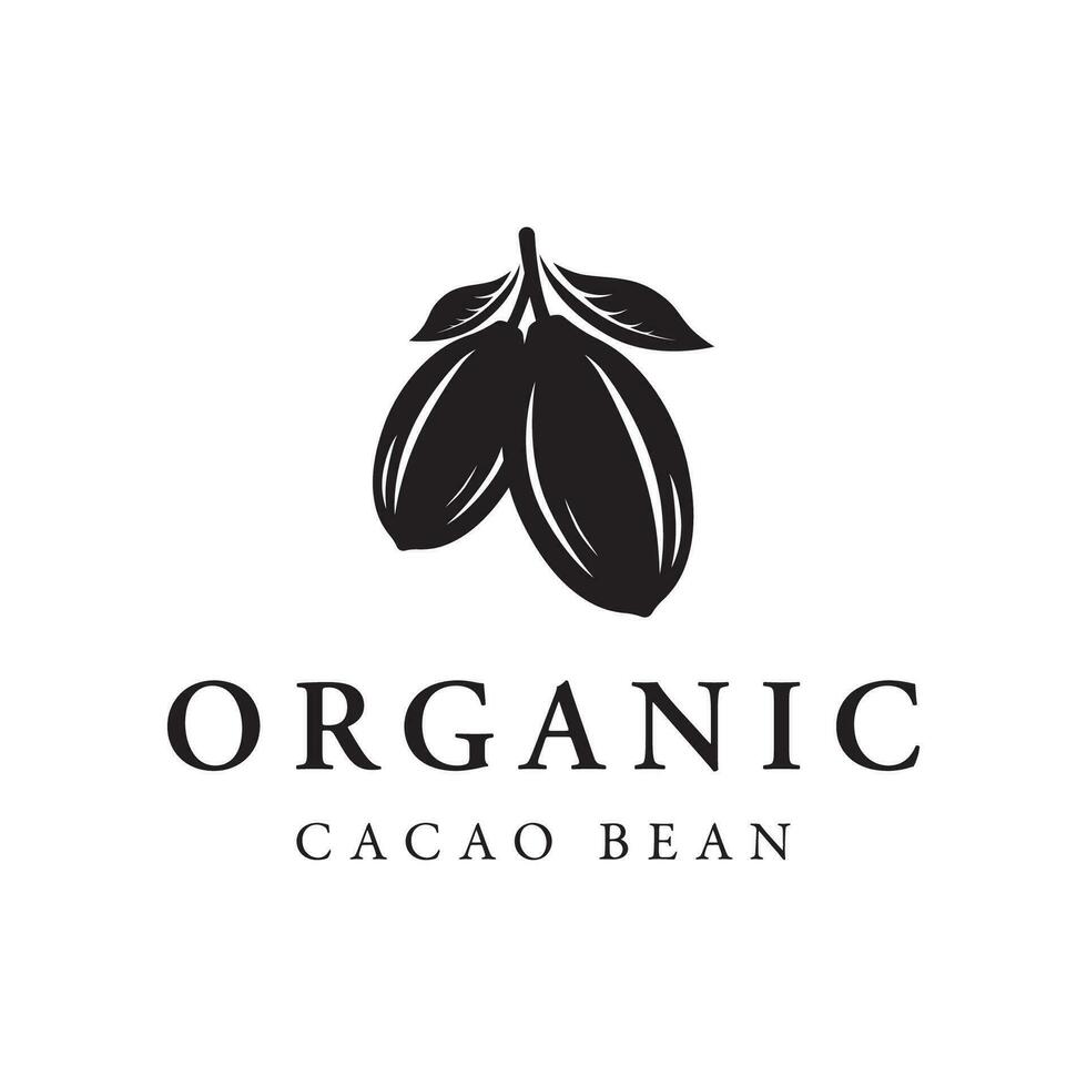 Organic chocolate or cacao fruit logo template design isolated background. vector