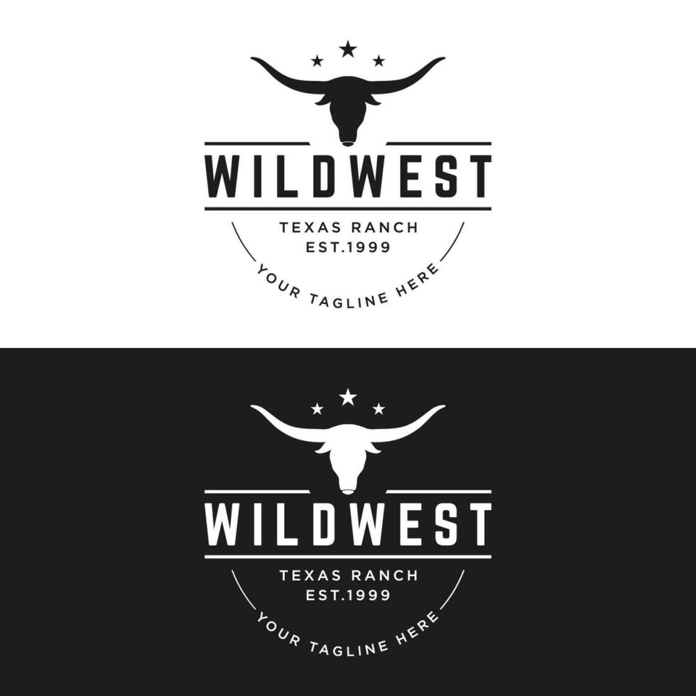 Longhorn texas ranch wildlife vintage logo template design. for badges, restaurants, farms and businesses. vector