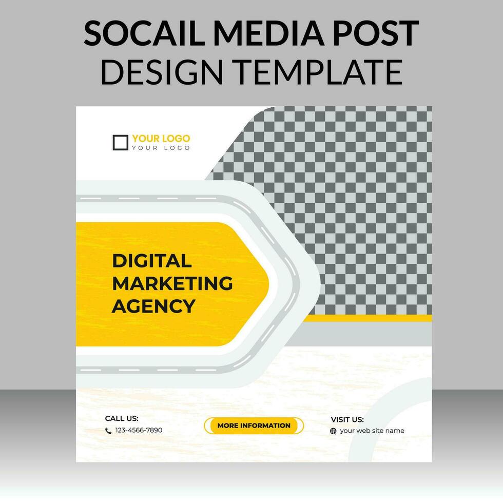 digital marketing social media post design template for grow your online business vector
