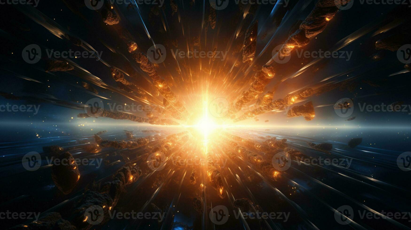 illuminated flares of brilliance, digital art illustration, Generative AI photo