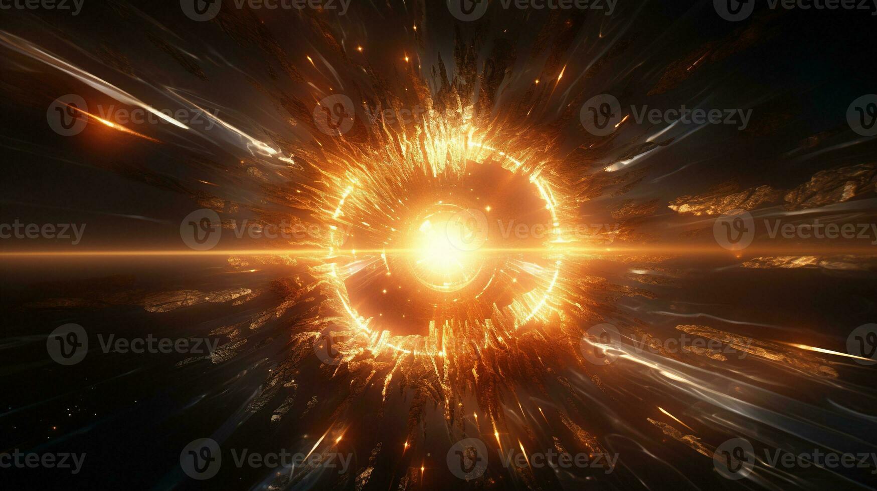 radiating lens flare symphony, digital art illustration, Generative AI photo