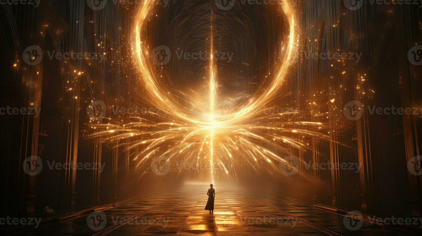 radiant pathways of light, digital art illustration, Generative AI photo