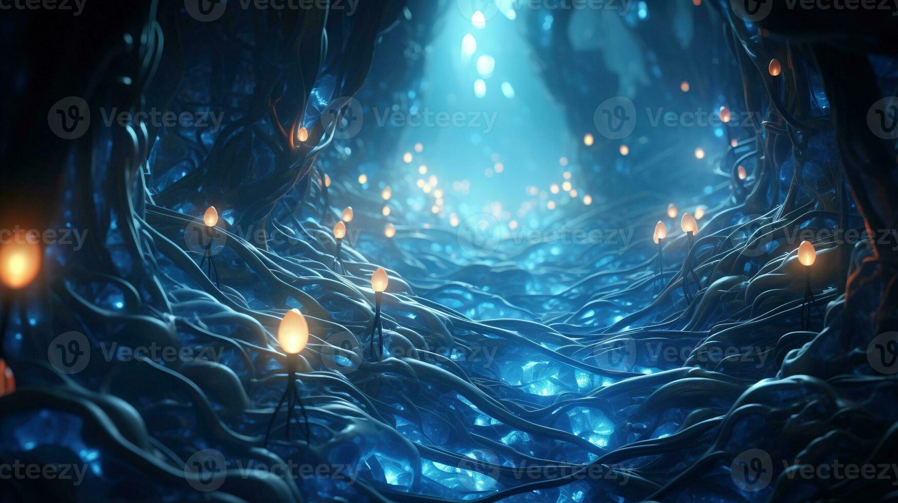 the azure network, digital art illustration, Generative AI photo