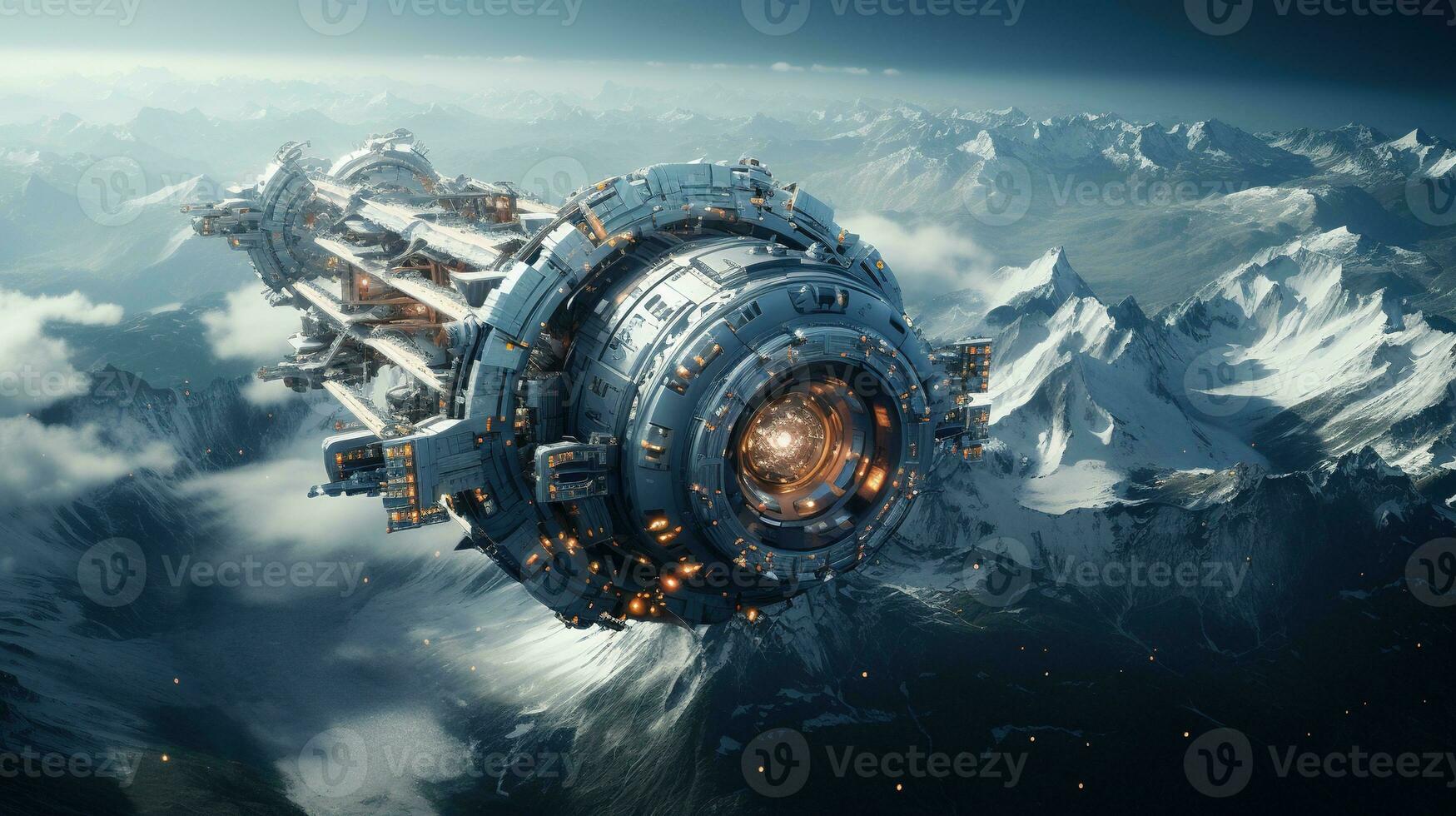 orbiting companions, digital art illustration, Generative AI photo